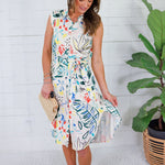 Patterson Multi Scribble Belted Midi Dress FATE