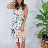 Patterson Multi Scribble Belted Midi Dress FATE