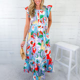 Paula Artist Floral Ric Rac Maxi Dress Karlie
