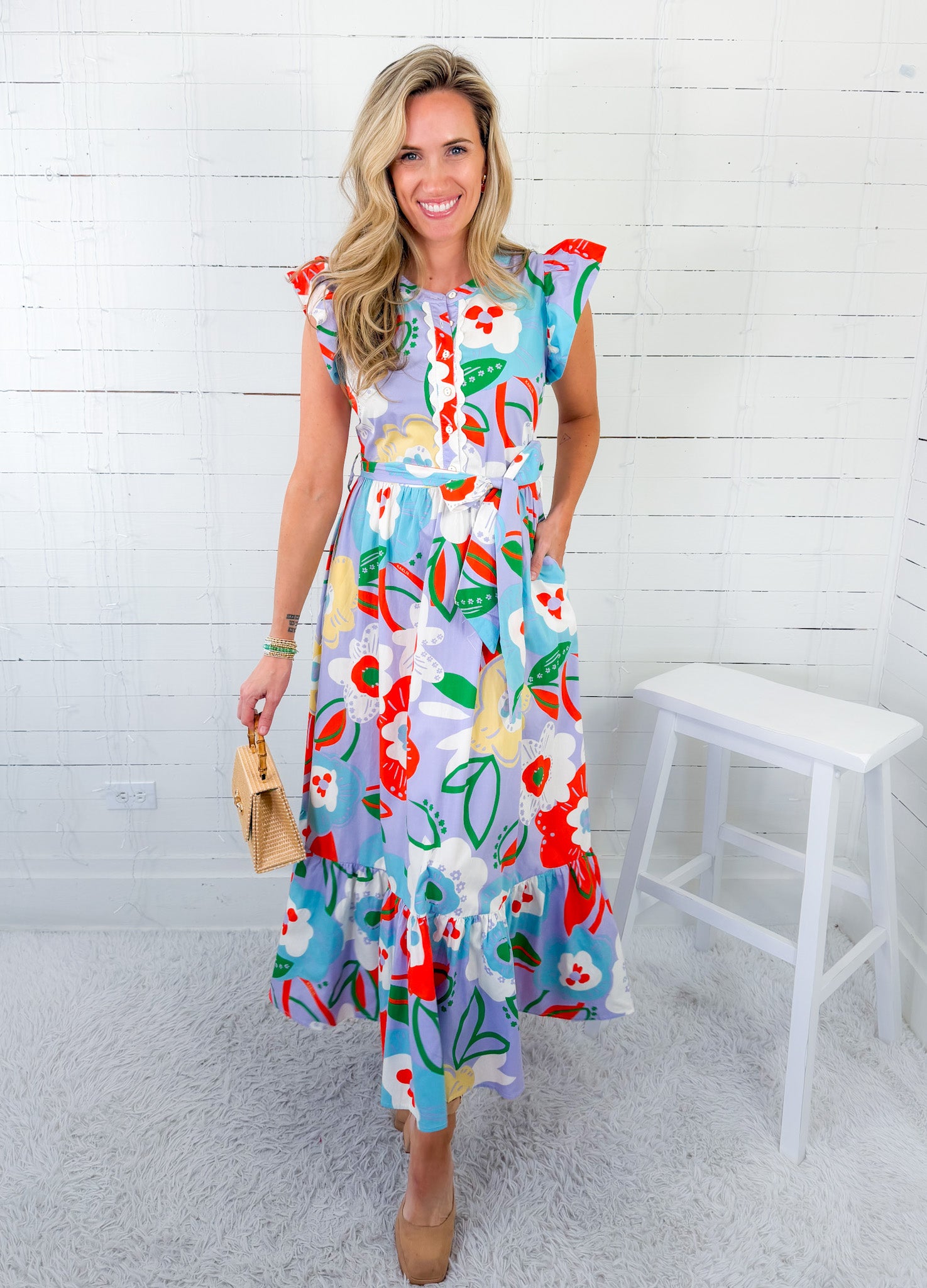 Paula Artist Floral Ric Rac Maxi Dress Karlie