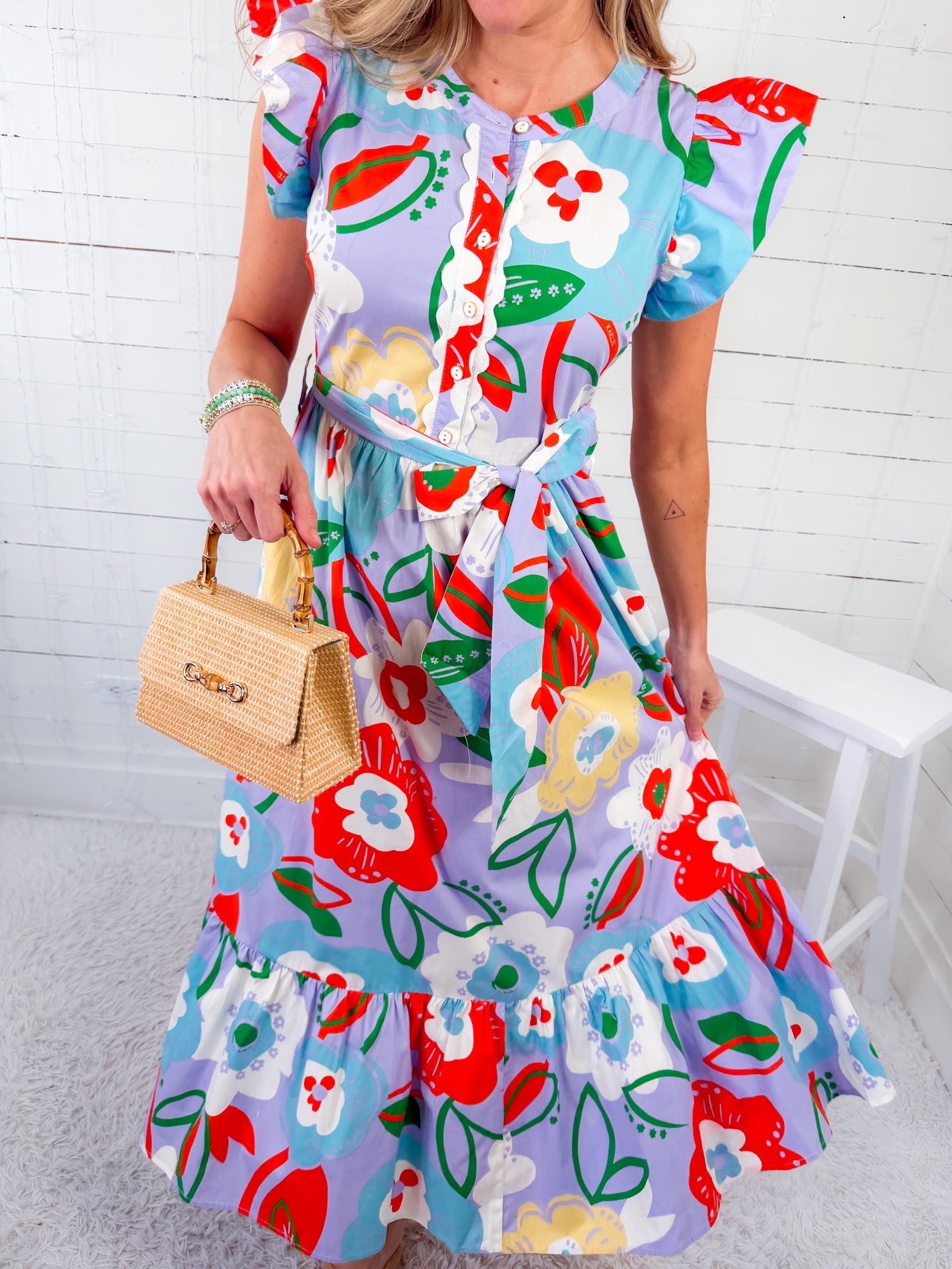 Paula Artist Floral Ric Rac Maxi Dress Karlie