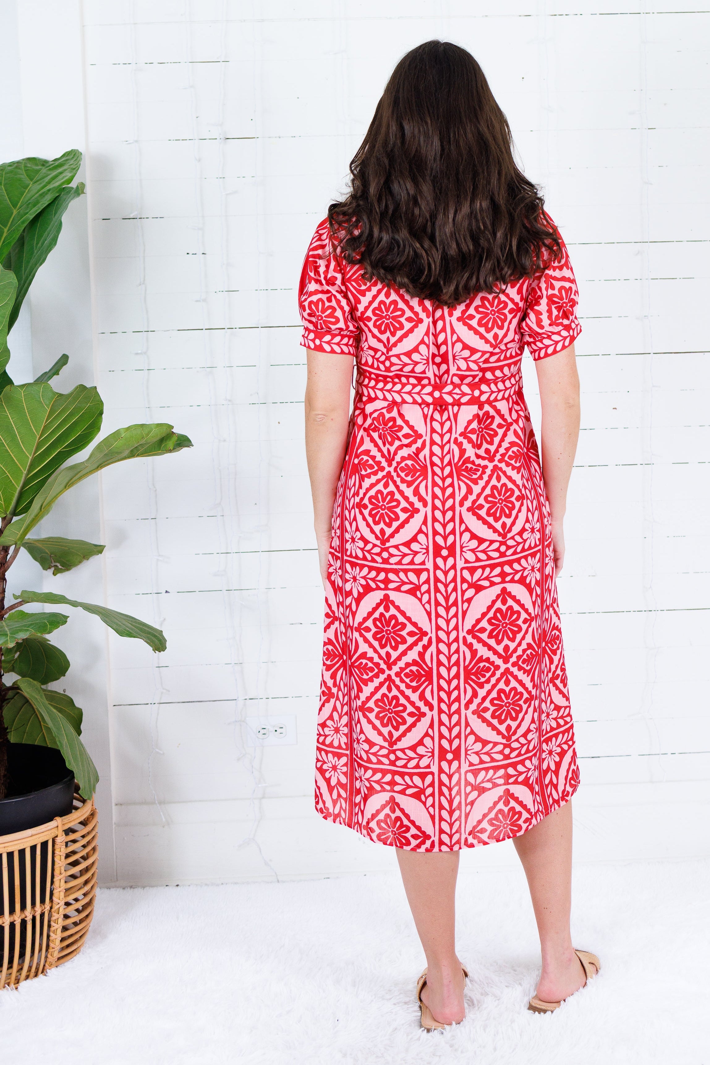 Paulette Pink + Raspberry Midi Dress