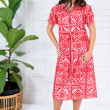 Paulette Pink + Raspberry Midi Dress