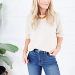 Pauline Oatmeal Raw Edge Sweater Blu Pepper