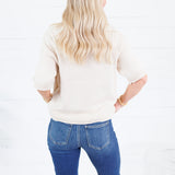 Pauline Oatmeal Raw Edge Sweater Blu Pepper