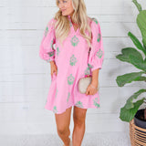 Paulson Pink + Green Mini Dress Entro