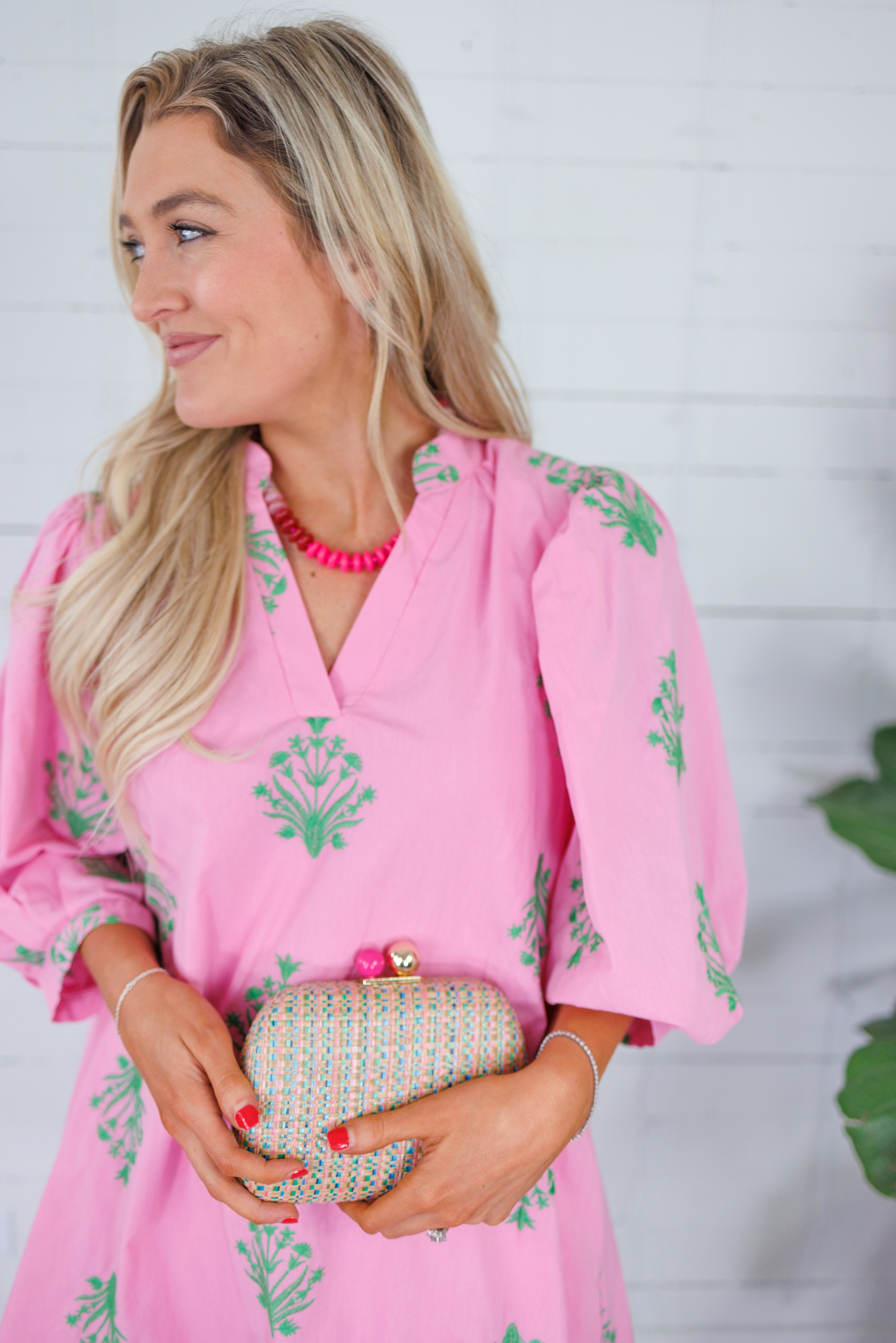 Paulson Pink + Green Mini Dress Entro