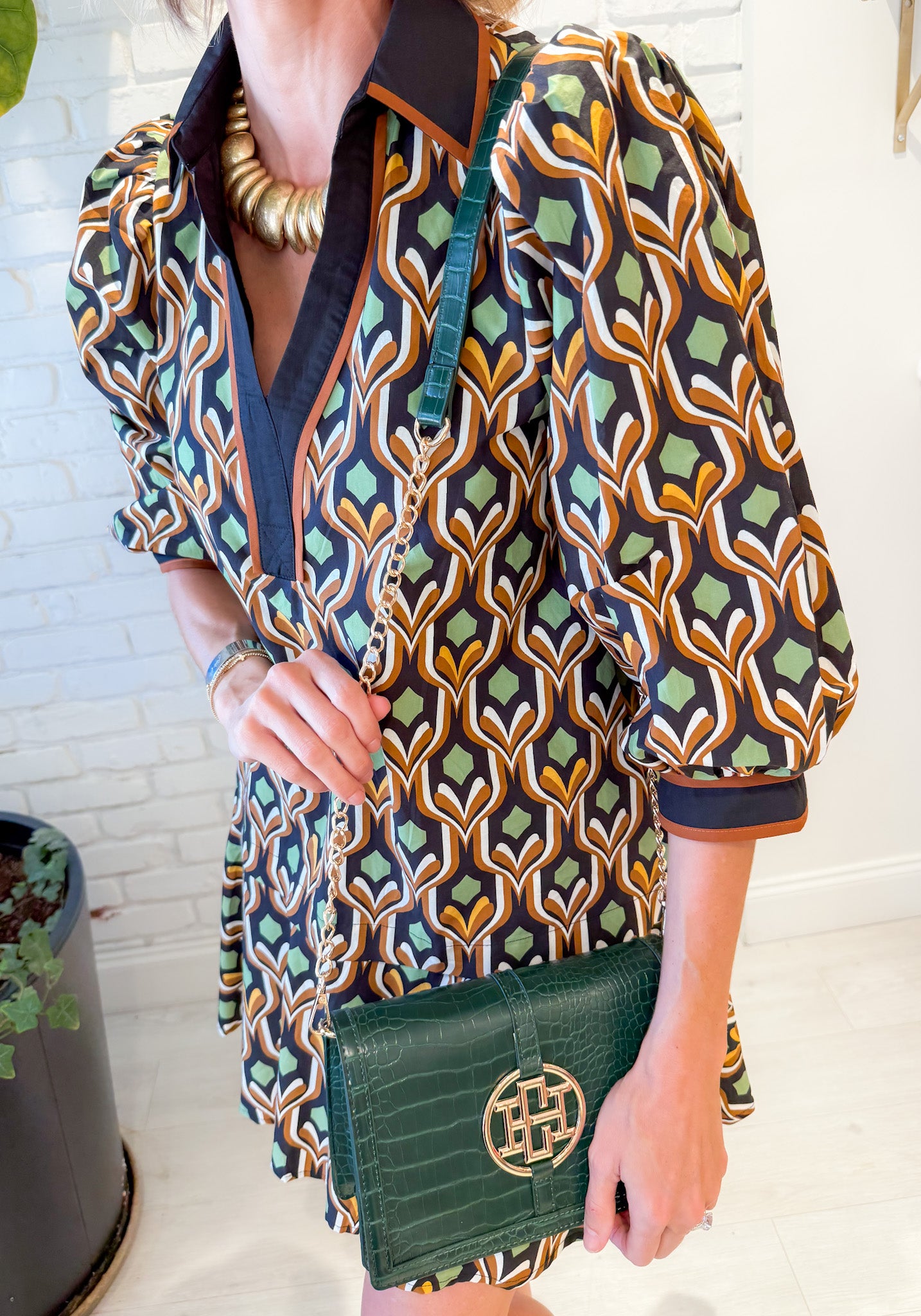 Pawley Black Geometric Mini Dress Entro 