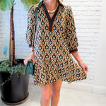 Pawley Black Geometric Mini Dress Entro 