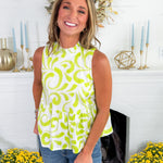 Penelope Lime Brush Strokes Peplum Top Prosperina