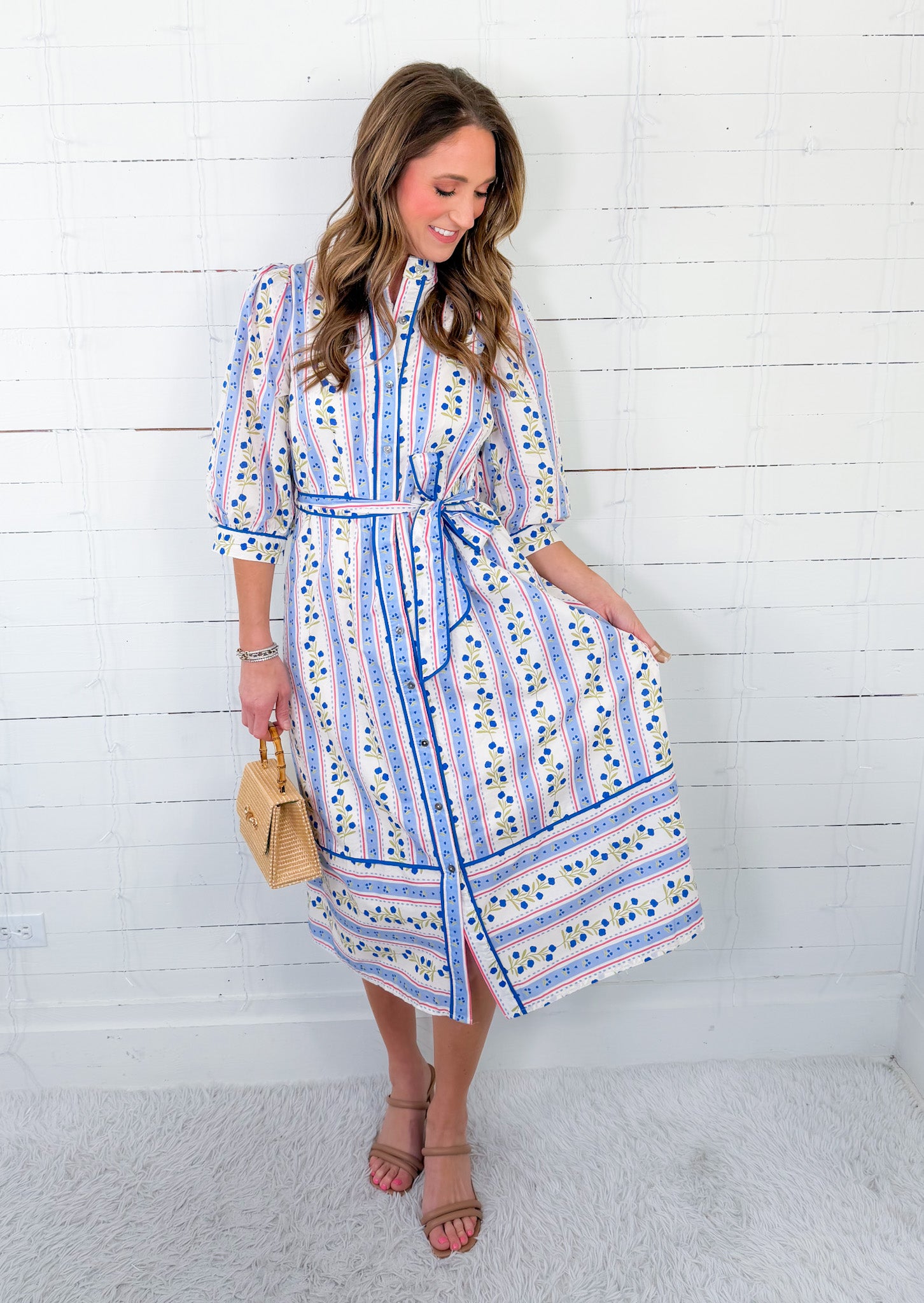 Percy Blue Floral Maxi Dress Entro