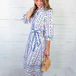 Percy Blue Floral Maxi Dress Entro