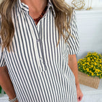 Perkins Black Stripe Bias Flounce Maxi Dress Entro