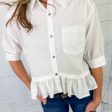 Perkins Iced White Flounce Top Entro