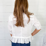 Perkins Iced White Flounce Top Entro