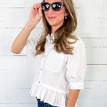 Perkins Iced White Flounce Top Entro