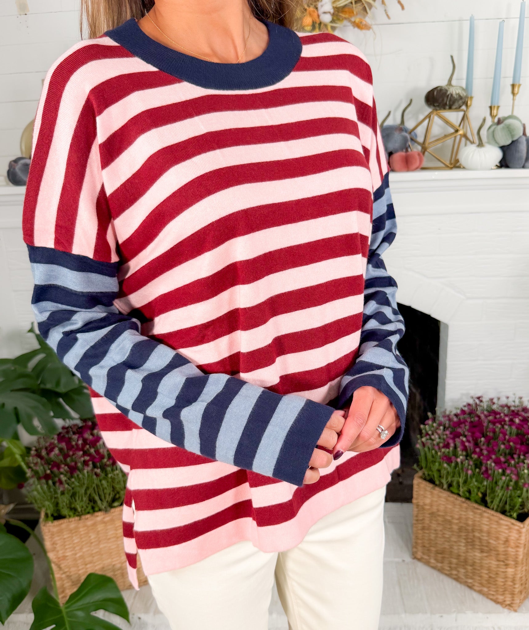 Persan Rose Stripe Sweater FRNCH
