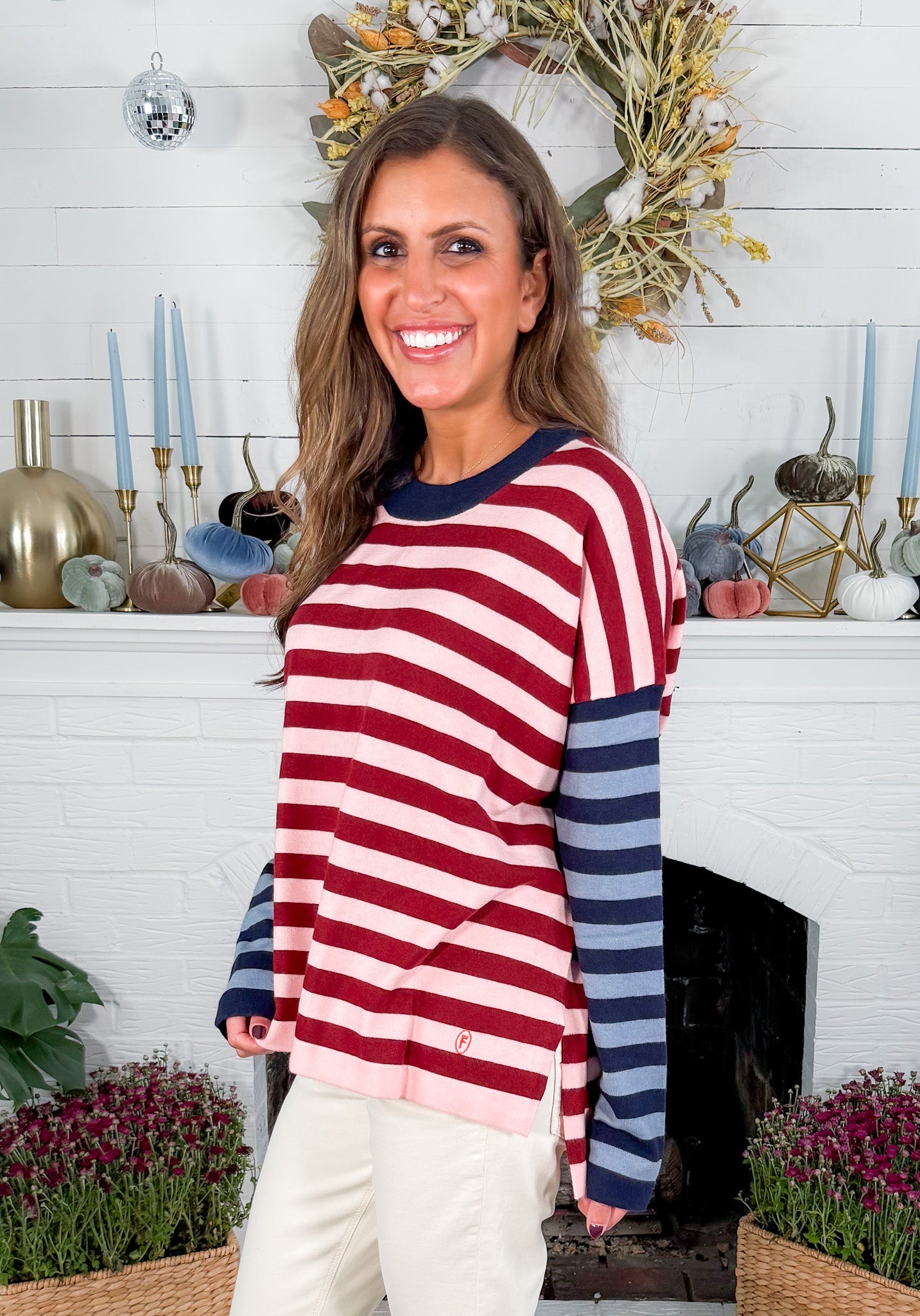 Persan Rose Stripe Sweater FRNCH