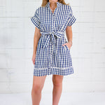 Phillips Navy + Ivory Gingham Mini Dress