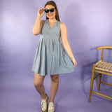 Durbin Dusty Blue Gauze Mini Dress | Clover and Bee