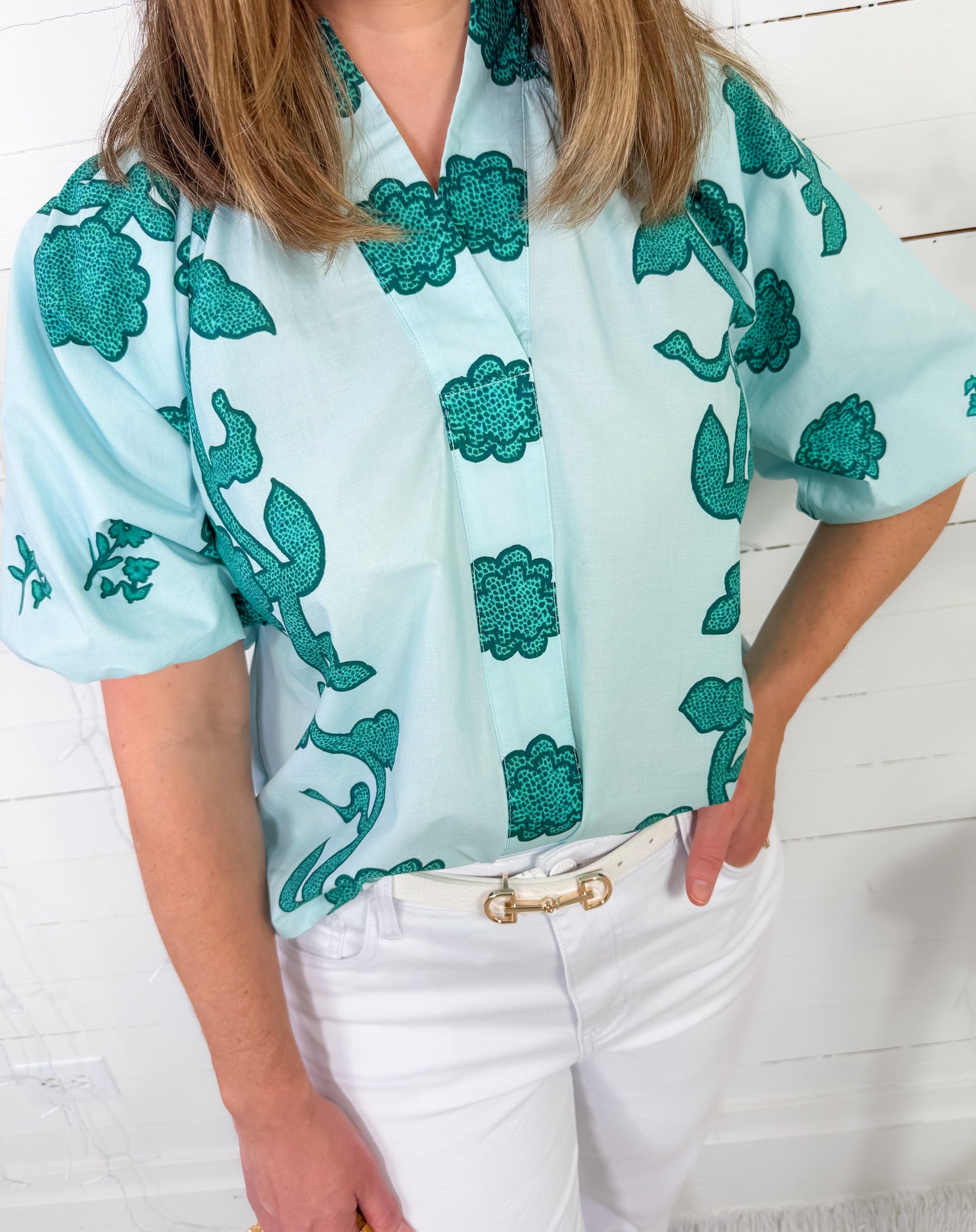 Phyllis Jade Floral Top Umgee