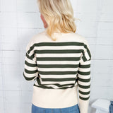 Pine Needle Striped Turtleneck Sweater Velvet Heart