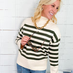 Pine Needle Striped Turtleneck Sweater Velvet Heart