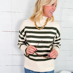 Pine Needle Striped Turtleneck Sweater Velvet Heart
