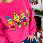 Pink Sequin Nutcracker Christmas Sweater