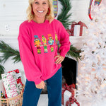 Pink Sequin Nutcracker Christmas Sweater