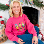 Pink Sequin Nutcracker Christmas Sweater