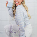 Piper Light Blue Mini Stripe Cardigan Things Between