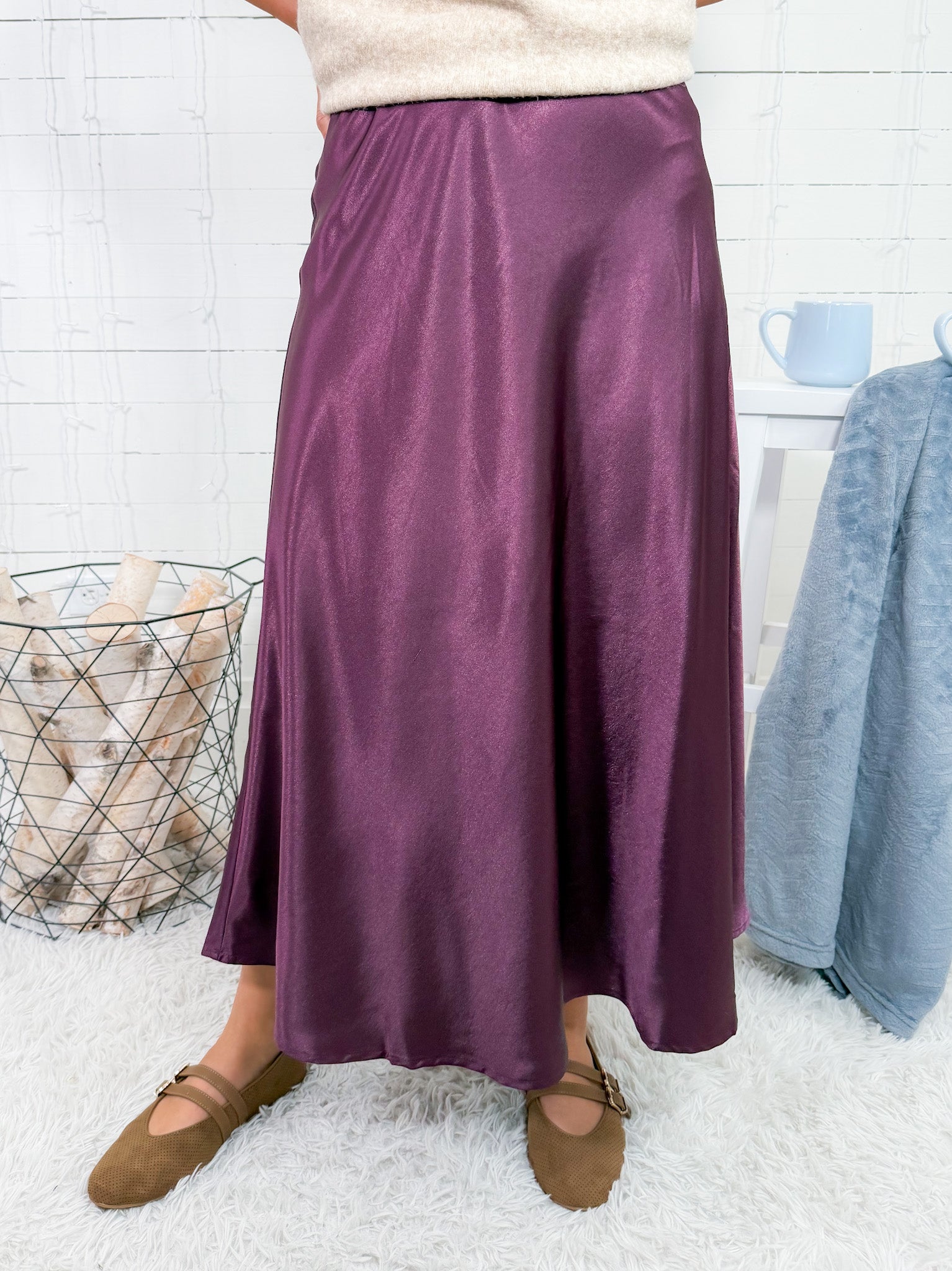 Piston Eggplant Silky Slip Skirt Molly Bracken