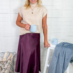 Piston Eggplant Silky Slip Skirt Molly Bracken