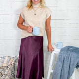 Piston Eggplant Silky Slip Skirt Molly Bracken
