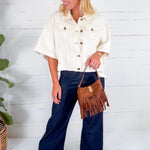 Plunkett Ecru Poncho Denim Jacket Entro