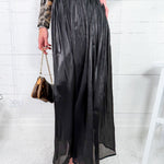 Poet's Black Silky Maxi Skirt