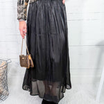 Poet's Black Silky Maxi Skirt