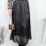 Poet's Black Silky Maxi Skirt