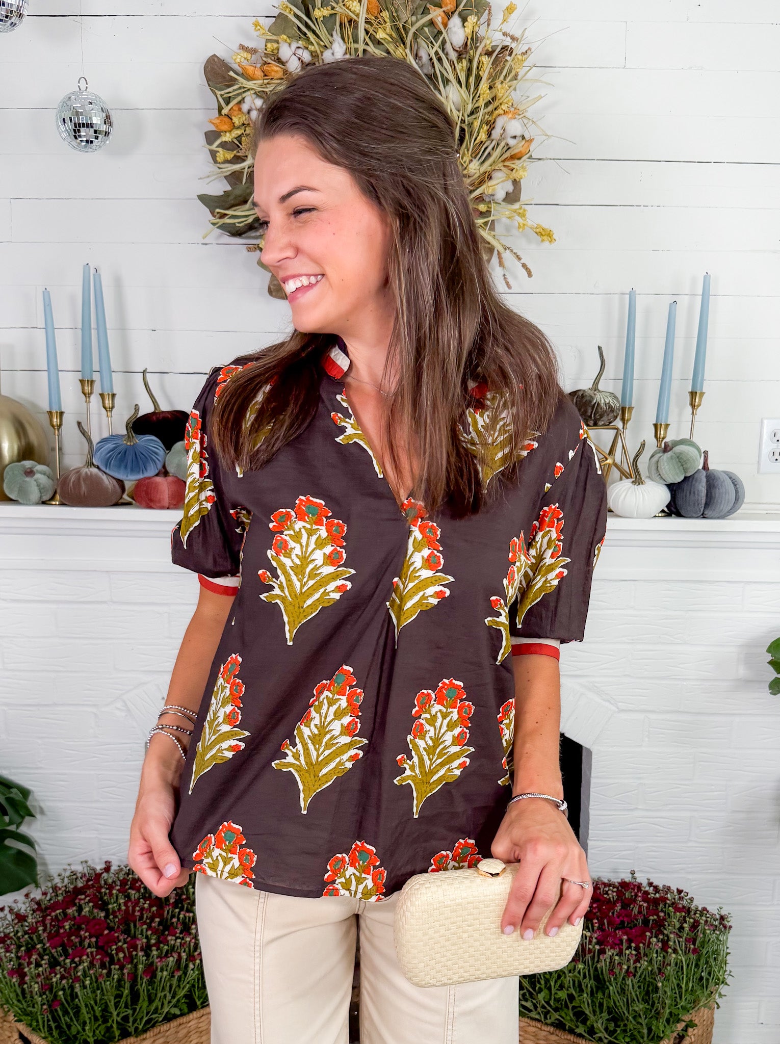 Polly Chocolate Fleur Top THML