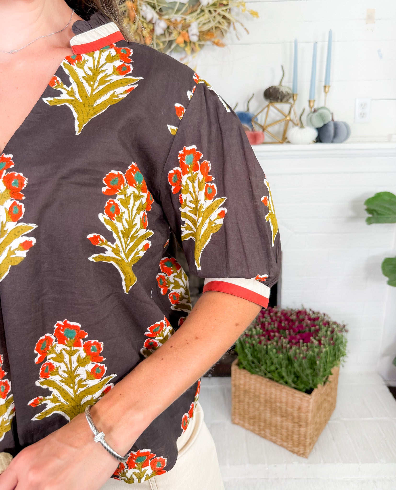 Polly Chocolate Fleur Top THML
