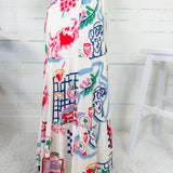 Polly Coastal Sketch Maxi Skirt Skies Are Blue