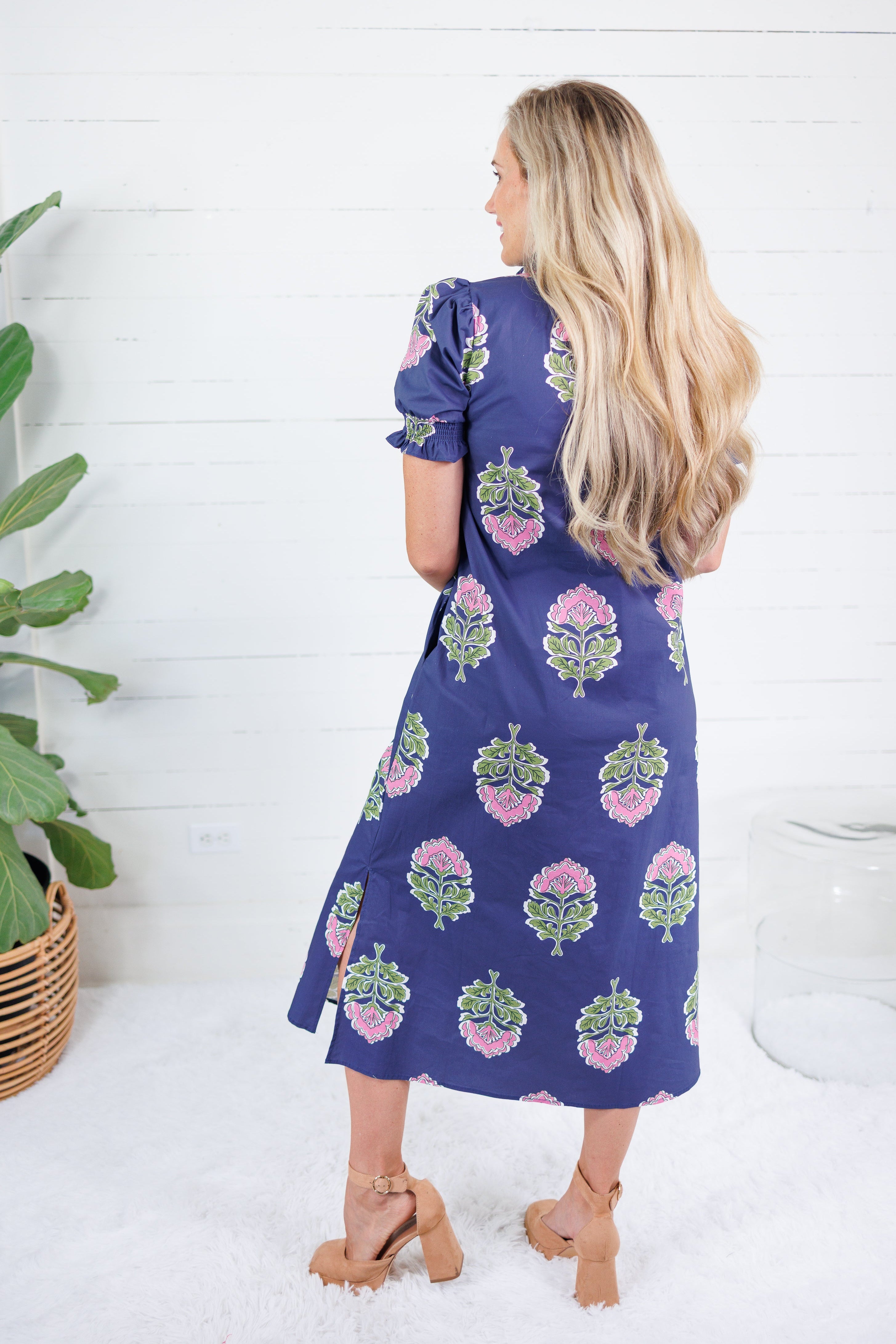 Polly Navy Floral Maxi Dress TCEC
