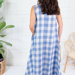 Poole Blue Buffalo Check Scoop Maxi Dress