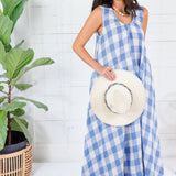 Poole Blue Buffalo Check Scoop Maxi Dress