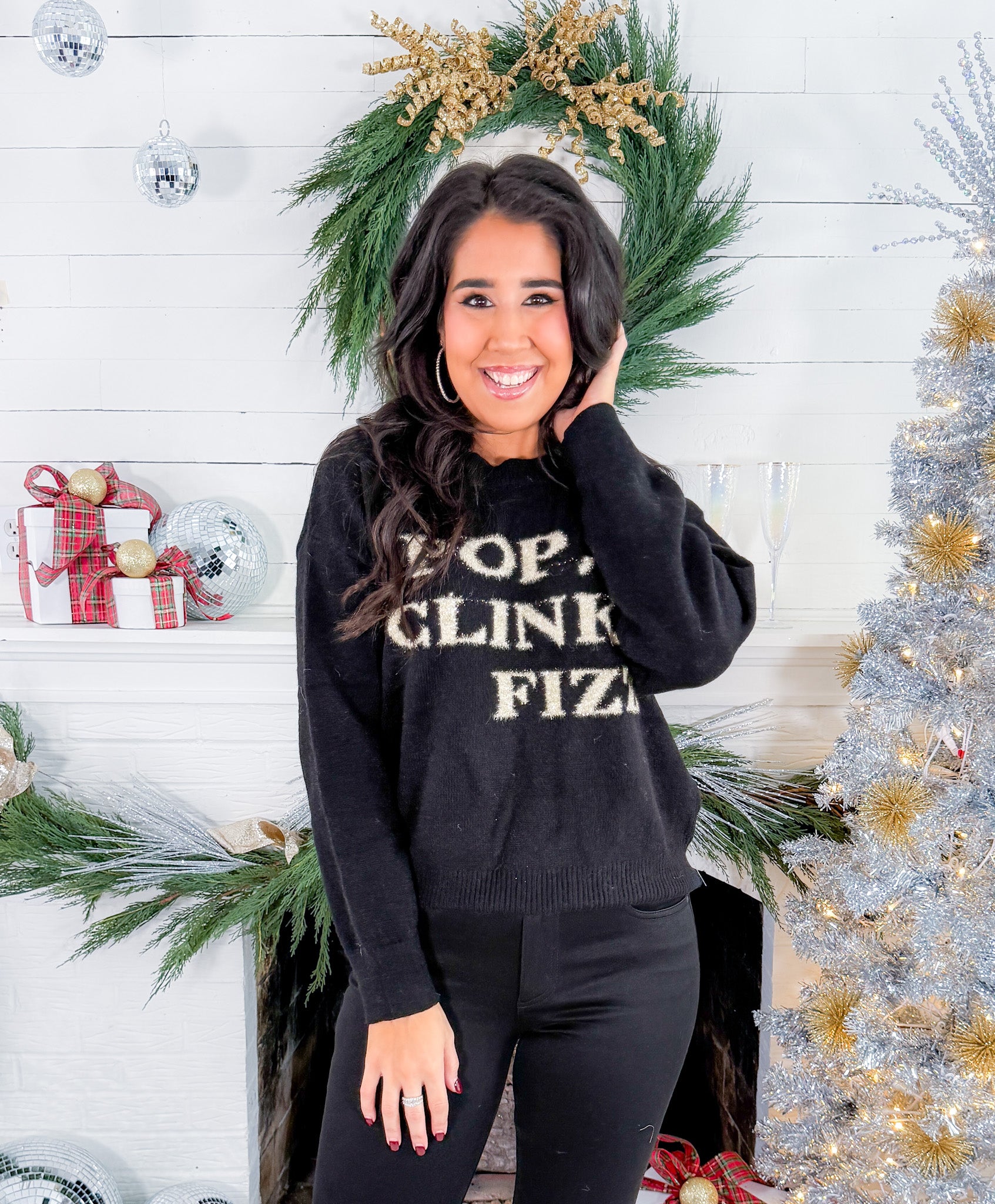 Pop, Clink + Fizz Black Sweater