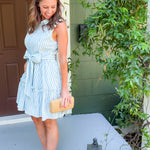 Poppie Aqua Stripe Mini Dress Prosperina