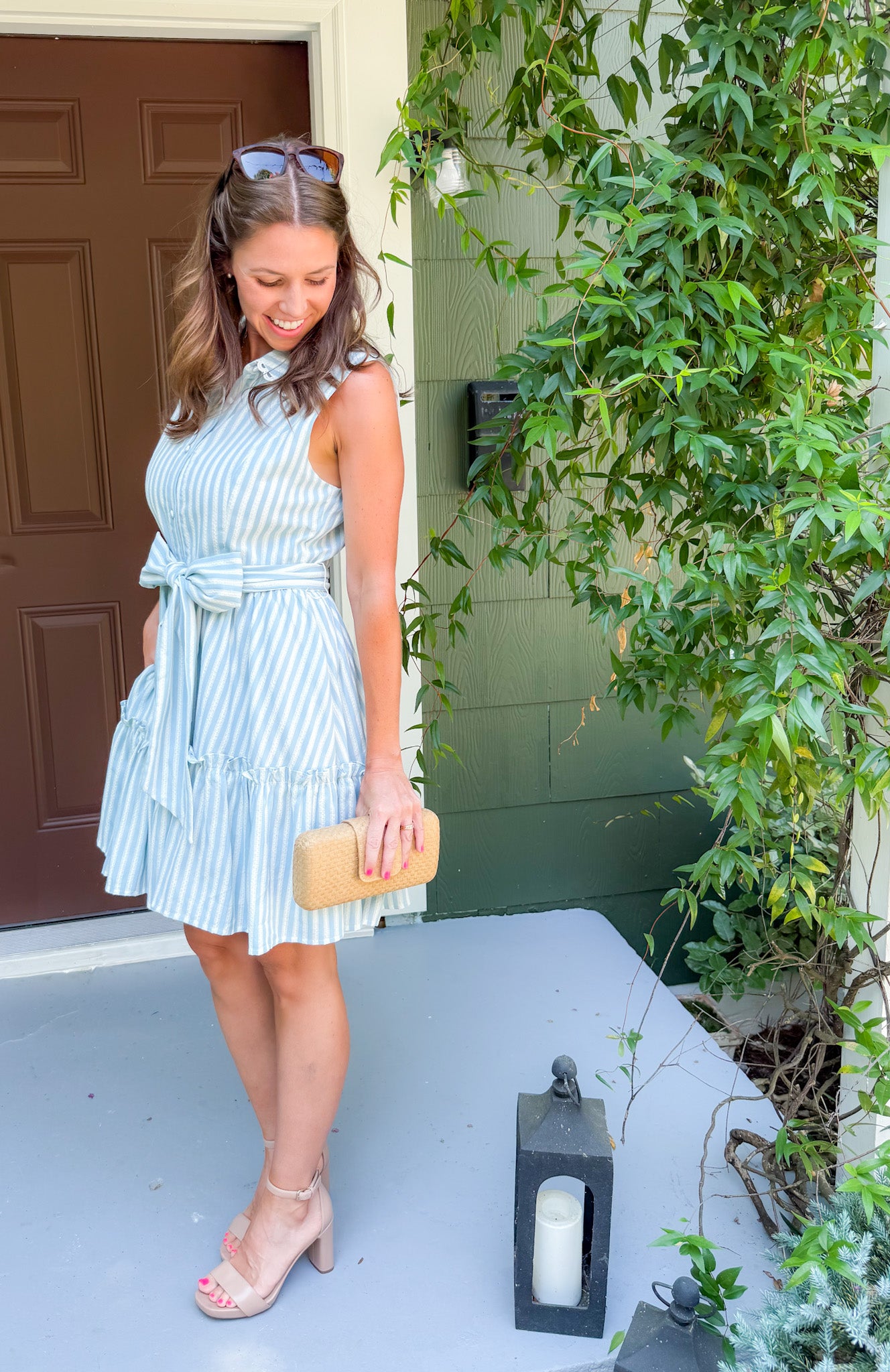 Poppie Aqua Stripe Mini Dress Prosperina