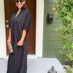 Poppy Black Cheetah Quilted Jacquard Maxi Dress Emily McCarthy