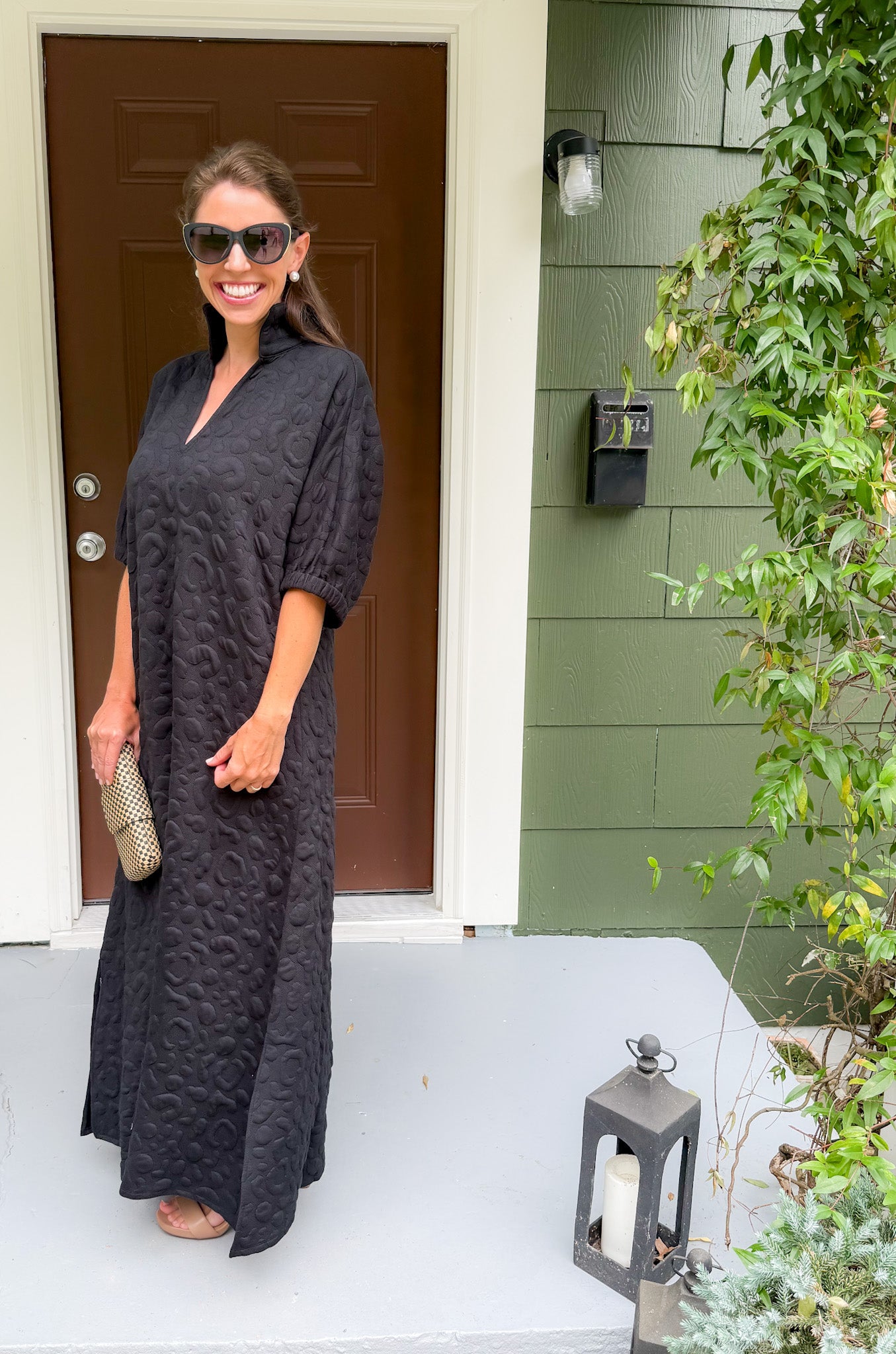 Poppy Black Cheetah Quilted Jacquard Maxi Dress Emily McCarthy